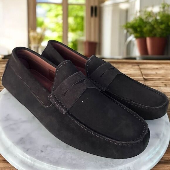 Massimo Matteo Leather Nubuck Suede Penny Driver Slip On main image 4
